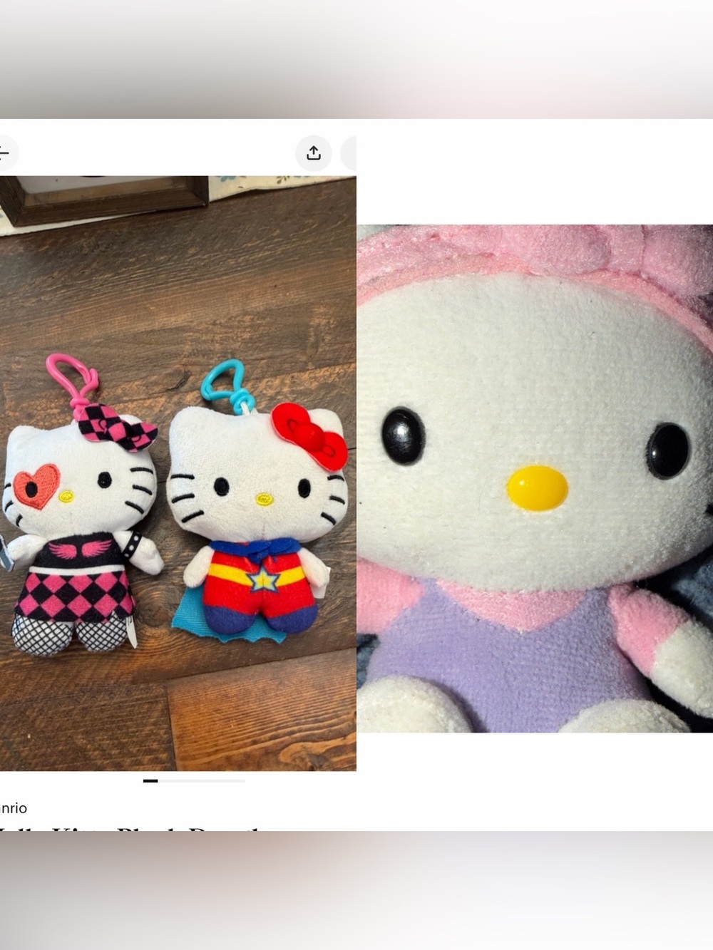 Hello Kitty Plush Danglers Adventure Series Clip-on Keychain LOT of 3 GUC